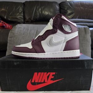 Nike Maroon and White High-Top Sneakers 5 1/2 Youth 7 Womens